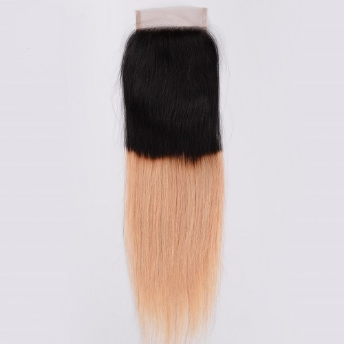 Best Quality Drop Shipping High quality Brazilian Human Hair 1b 27 color Ombre 4*4 Lace Closure