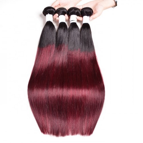 1b 99j red purple ombre straight weave wholesale virgin cuticle aligned human hair 