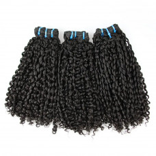 fumi double drawn Natural Black Vietnamese pissy Curly Virgin Human Hair Bundles Weaving Extension