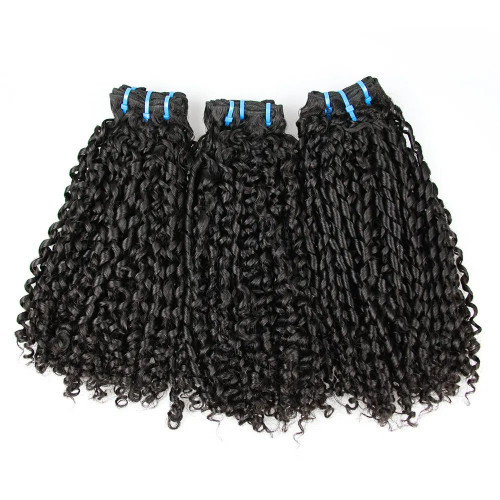 fumi double drawn Natural Black Vietnamese pissy Curly Virgin Human Hair Bundles Weaving Extension