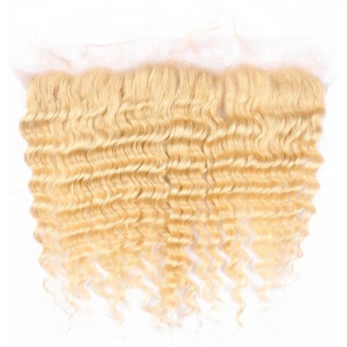 613 deep curly Lace Frontal Pre Plucked Ear To Ear Raw Indian Virgin Human Hair With Baby Hair 