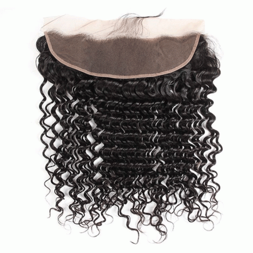 Deep curly Lace Frontal Pre Plucked Ear To Ear Raw Indian Virgin Human Hair With Baby Hair 