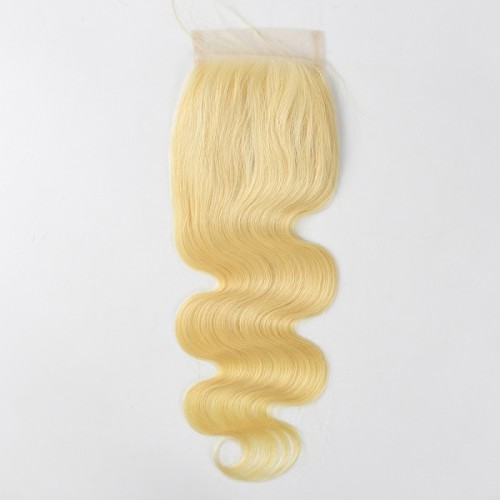 4x4 5x5 6x6  blonde color body wave lace closure Top quality 100% human hair 