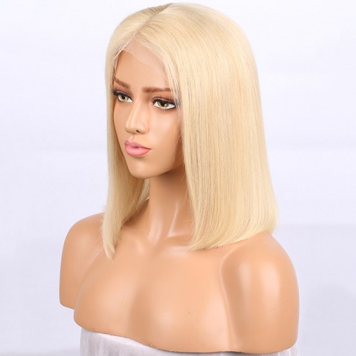 Cheap Raw Cuticle Aligned Hair Frontal lace Bob Wig13X4 13X6 Lace Front Wig Brazilian Blonde Short Human Hair 613 Bob Wig 