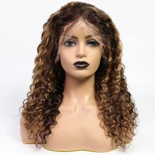 pinao color deep wave 13x4 Frontal Lace Wig Wholesale  Brazilian Human Hair 150 density 180 density