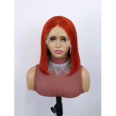 350# red color Human hair short bob lace front wig straight human lace frontal wigs cuticle aligned virgin hair 