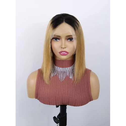 1B/27#  Human hair short bob lace front wig straight human lace frontal wigs cuticle aligned virgin hair 