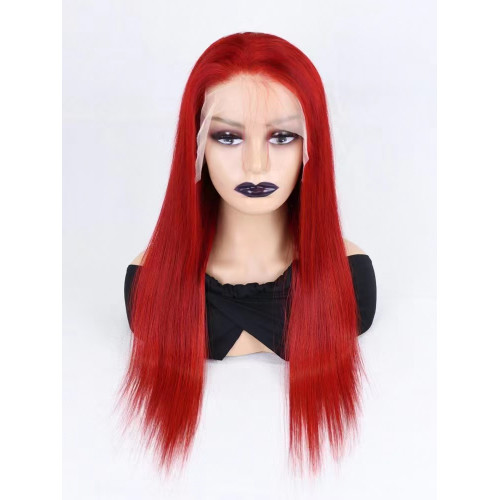 red color Straight 13x4 Frontal Lace Wig Wholesale  Brazilian Human Hair 150 density 180 density