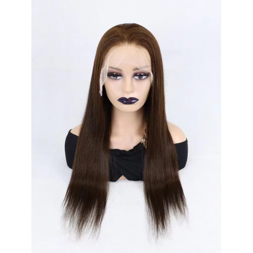 4# color Straight 13x4 Frontal Lace Wig Wholesale  Brazilian Human Hair 150 density 180 density