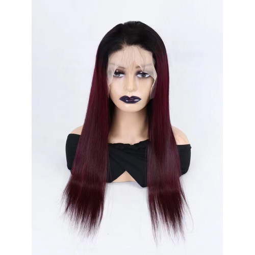 1B/99J Straight 13x4 Frontal Lace Wig Wholesale  Brazilian Human Hair 150 density 180 density