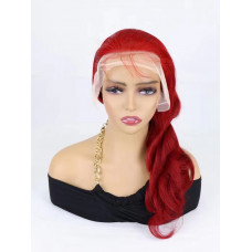 red color Body wave 13x4 Frontal Lace Wig Wholesale  Brazilian Human Hair 150 density 180 density