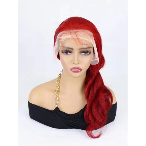 red color Body wave 13x4 Frontal Lace Wig Wholesale  Brazilian Human Hair 150 density 180 density