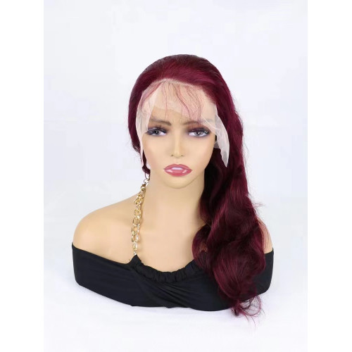 99j# color Body wave 13x4 Frontal Lace Wig Wholesale  Brazilian Human Hair 150 density 180 density