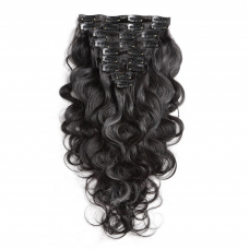 High quality Clip in Hair Extensions 100% Human Hair Clip Ins Double Weft Raw Brazilian Clip ins Human Hair Weaving 8 piece