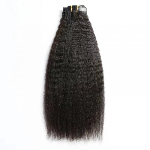  seamless clip in hair extension raw virgin 12A kinky straight 100% human hair extensions clip in hair