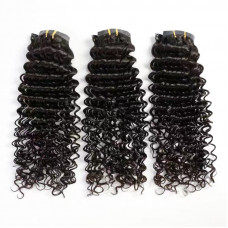  seamless clip in hair extension raw virgin 12A kinky deep wave 100% human hair extensions clip in hair