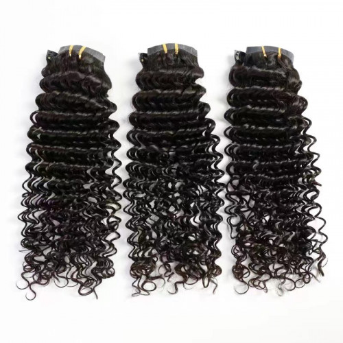  seamless clip in hair extension raw virgin 12A kinky deep wave 100% human hair extensions clip in hair